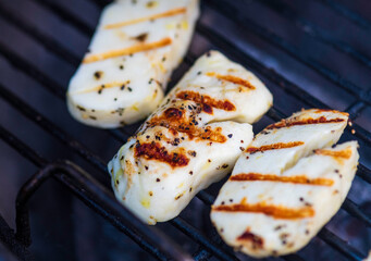 Close-up of grilled vegetables outside