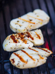 Close-up of grilled vegetables outside
