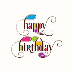 Illustration of happy birthday with beautiful calligraphy.