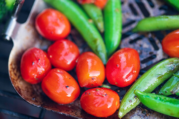 Close-up of grilled vegetables outside