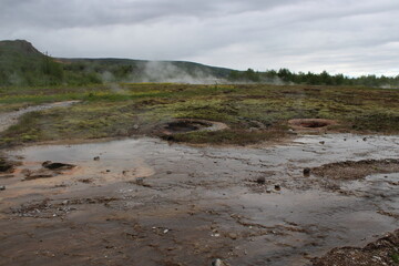 Geothermalgebiet am großen Geysir und Strokkur in Südisland