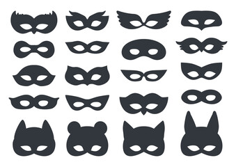 Black carnaval silhouette mask set on white