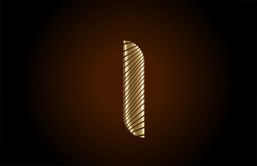 I yellow alphabet letter logo icon for company. Metallic gold line design for luxury identity