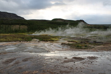 Geothermalgebiet am großen Geysir und Strokkur in Südisland