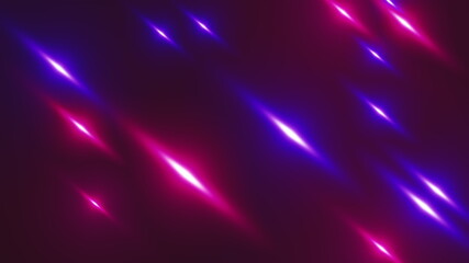 Beams of light of different colors randomly blink on a dark. Computer generated background 3d rendering