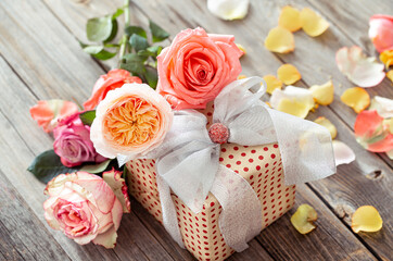 Gift with roses for Valentine's Day or women's day