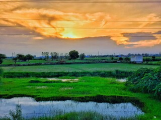 sunset over the river