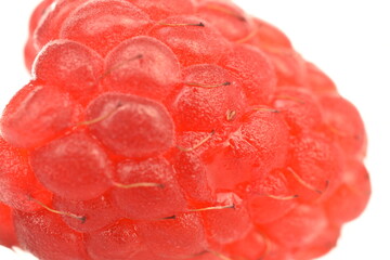 Juicy organic red raspberries, close-up.