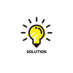 Simple Unique Flat Solution Icon Illustration with Light Bulb Sign Template Vector