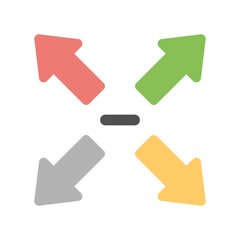 Minimize screen arrows icon illustration in flat design style.