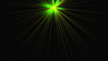 Computer generated shiny star with rotating beams of light. 3d rendering of dynamic backdrop