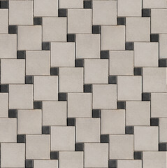 Combination of square paving tiles of different sizes.