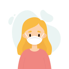 Young woman wearing a face mask