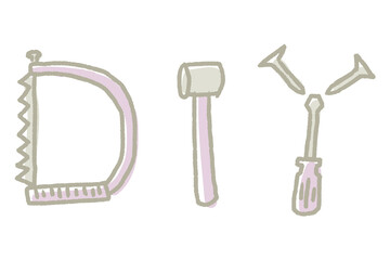 「DIY」の文字のタイポグラフィ。