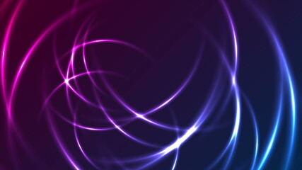 Blue purple glowing neon circles abstract background
