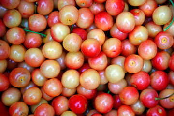 Sweet fruits as a texture and background. Harvest in the garden. Summer.