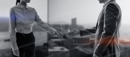 People Team Handshake Corporate Silhouette. Abstract business backgrounds.