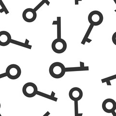 Key icon in flat style. Password vector illustration on white isolated background. Access seamless pattern business concept.