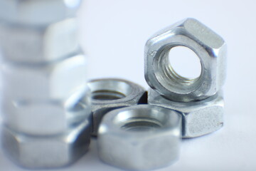Machine - Nat set,bolt,washer on white background 