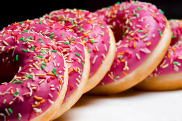 Stack of assorted donuts