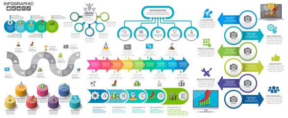Foto op Plexiglas Timeline infographics design template with 7 options, process diagram. © sticker2you
