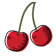 Red cherry isolated on white background. Vector illustration of fruit.