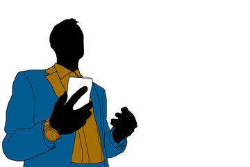 African man face silhouette over white background