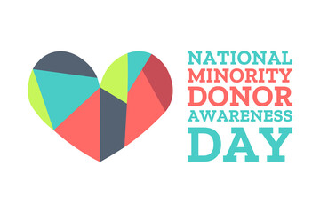 National Minority Donor Awareness Day. August 1. Holiday concept. Template for background, banner, card, poster with text inscription. Vector EPS10 illustration.