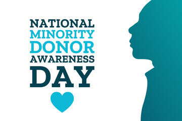 National Minority Donor Awareness Day. August 1. Holiday concept. Template for background, banner, card, poster with text inscription. Vector EPS10 illustration.