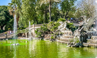 Fototapeta na wymiar Fountain called Cascada in the Parc de la Ciutadella (Citadel Park).Barcelona, Spain