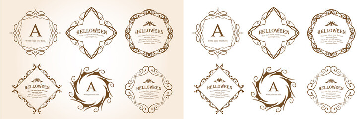 ハロウィンのフレーム素材、ハッピーハロウィン、パーティー、イベント、装飾素材、ビンテージ、アンティーク、ゴージャス、ラグジュアリー