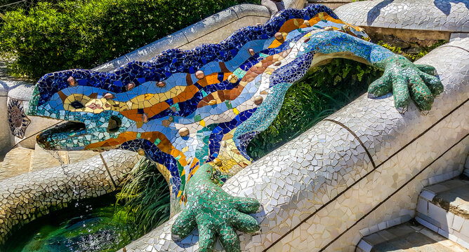 Multicolored mosaic salamander. Barcelona, Spain