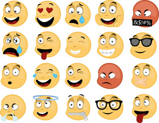 Vector illustration of various emoticon expressions