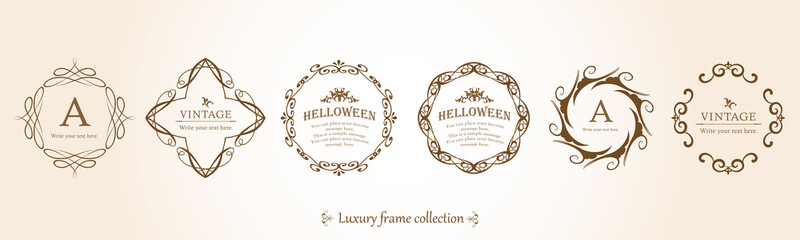 ハロウィンのフレーム素材、ハッピーハロウィン、パーティー、イベント、装飾素材、ビンテージ、アンティーク、ゴージャス、ラグジュアリー