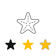 Starfish for summer design elements. underwater invertebrate ocean animal. silhoutte of Star fish Marine beach icon for logo Apps, Website . Vector illustration. Design on white background. EPS10