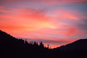 Fototapeta premium Abendrot in Krün, Bayern, Deutschland