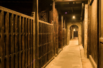 Wuzhen,Tongxiang city,Zhejiang province,Chine.01,21,2018. The night view of ancient town,Wuzhen, is a famous historical,cultural and traditional water town.