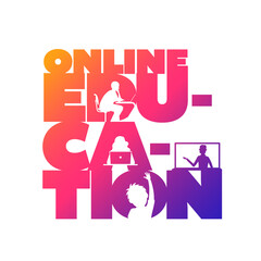 Online education concept typographic design vector.