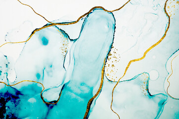Transparent creativity, Ink colors are amazingly bright, luminous, translucent, free-flowing, and dry quickly. Abstract artwork. Trendy wallpaper. Natural pattern, luxury art. © CARACOLLA