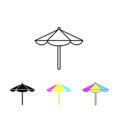 Summer Beach umbrella, Sun protective colorful umbrella symbol of a holiday in sea for infographic, website or app. parasol, relax, vacation, icon. Vector illustration Design on white background EPS10