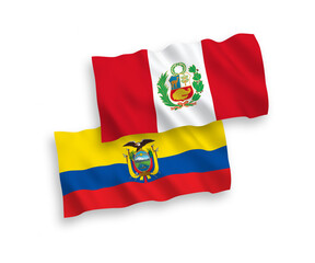 Flags of Peru and Ecuador on a white background