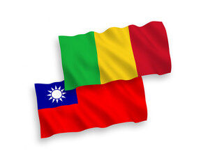 Flags of Mali and Taiwan on a white background