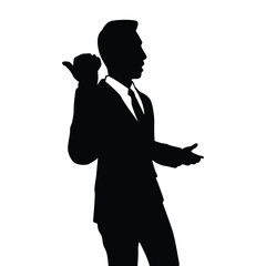 Young business man silhouette vector	
