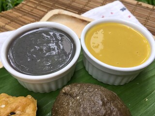 Pumpkins and black sesame whole wheat bread with Pumpkins custard and black sesame custard 