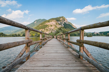 Obraz premium Torbiere del Sebino nature reserve. View of the 