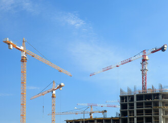 Housing construction in St. Petersburg. Construction site. New buildings.