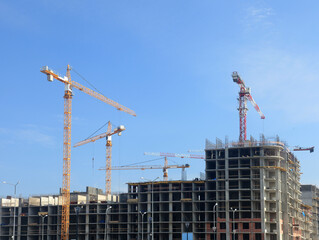 Housing construction in St. Petersburg. Construction site. New buildings.