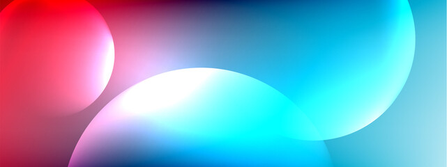 Vector abstract background liquid bubble circles on fluid gradient with shadows and light effects. Shiny design templates for text