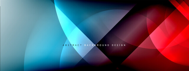 Vector abstract background - circle and cross on fluid gradient with shadows and light effects. Techno or business shiny design templates for text