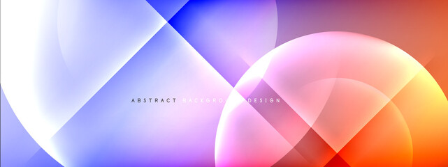 Vector abstract background - circle and cross on fluid gradient with shadows and light effects. Techno or business shiny design templates for text